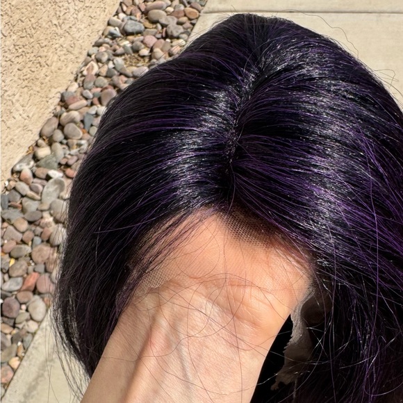 Black & Purple Lace Front Synthetic Wig - Picture 6 of 14